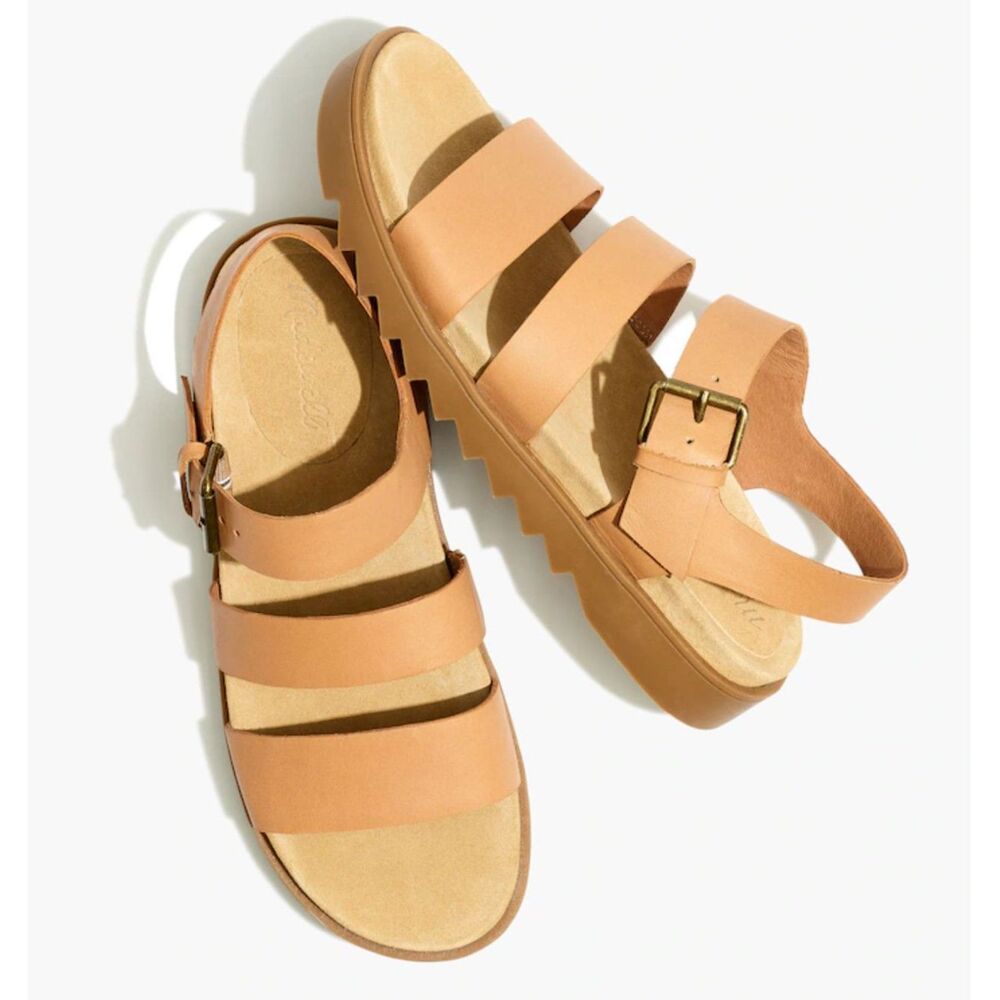 Madewell The Addie Sandals in Brown Leather, Size 8.5 (S3)